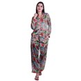 thumbnail image 1 of Moomaya Ensemble de Pyjama à Manches Longues et Shorts pour Femmes, Pyjama en Satin à Boutons pour Femmes, 1 of 6