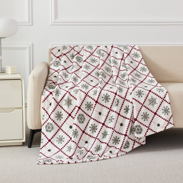 Holiday Time Plush Throw Blanket Snowflake, 50 in x 60 in