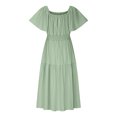 thumbnail image 4 of Économies d'Été Liquidation 2025 Bovxnpu Robe d'Été pour Femmes, Robes Maxi Décontractées Boho Plage, Mode Femmes Robe d'Été Décontractée Col Carré Manches Courtes Robe Unie TTTG, 4 of 5