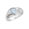 thumbnail image 3 of RYLOS Men's Rings 14K White Gold Ring - Timeless Pear Shape Cabochone Gemstone & Diamonds - Tear Drop Cabochon AQUAMARINE Rings For Men Size 10, 3 of 6