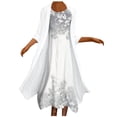thumbnail image 1 of Vente de Liquidation Robe Deux Pièces Ample à Imprimé pour Femme Grande Taille, Manches 3/4, Col Rond, Jupe, 1 of 6