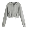 thumbnail image 1 of Timegard Zip up Hoodies for Women Plus Size Cropped Sweatshirts Long Sleeve Shirts Pullover Solid Color, 1 of 5