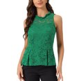 thumbnail image 1 of INSPIRE CHIC Haut Péplum Sans Manches en Dentelle Florale pour Femme à Encolure Volantée, Dos Goutte d'Eau, Vert Gazon, TG, 1 of 5