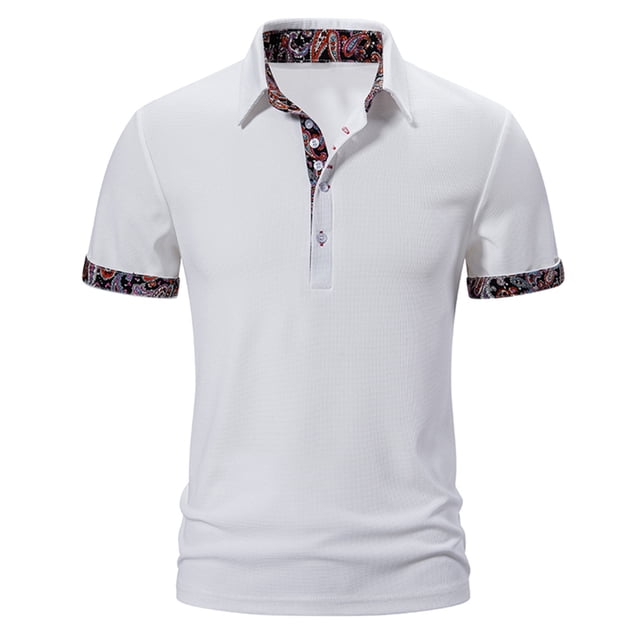 Penkiiy Chandails à Enfiler pour Hommes Manches Courtes Coupe Régulière Chandail de Golf à Enfiler T-Shirts Décontractés Chemises à Col Manches Courtes P Blanc