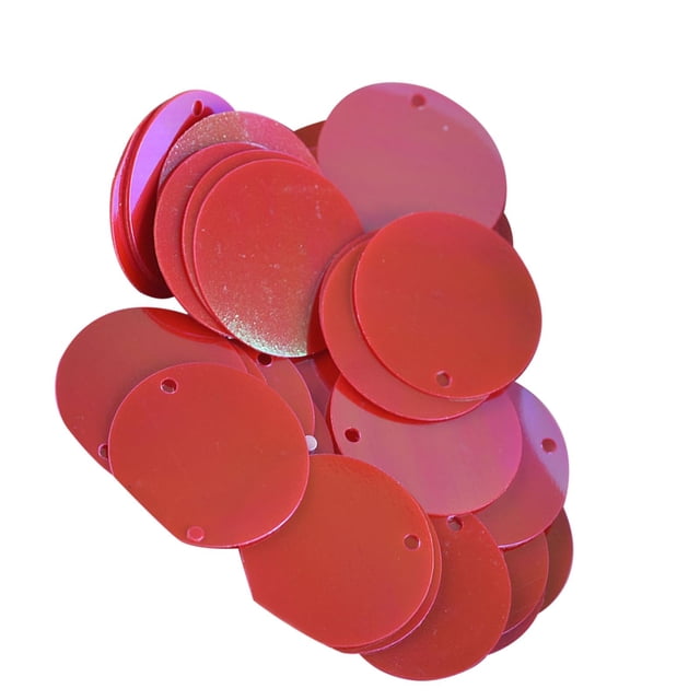 GUOOL 85 Pièces 20mm Plat Rond Sequins Lâches, Rondes Paillettes Lâches avec Trou, Accessoires de Coiffure Bricolage, pour Mariage, Tricot, Femmes Rouge