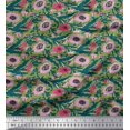 thumbnail image 1 of Soimoi Modal Satin Fabric Leaves & Floral Block Printed Craft Fabric by The Yard 42 Inch Wide, 1 of 3