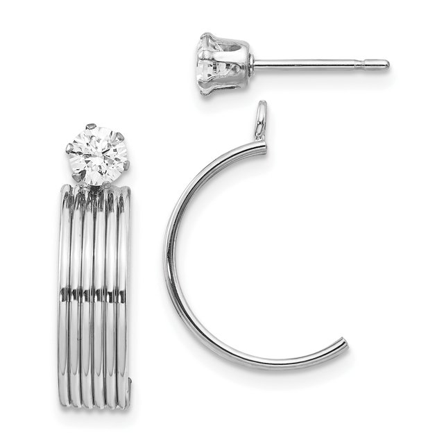 14K White Gold Polished w/CZ Stud Earring Jackets XY1226