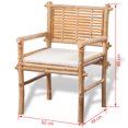 thumbnail image 4 of vidaXL 3 Piece Bistro Set with Cushions Bamboo, 4 of 5