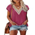 thumbnail image 1 of Tops Amples avec Col en V à Manches Courtes pour T-Shirts d'Été pour Femmes, 1 of 5