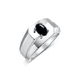 thumbnail image 4 of RYLOS Men's Rings 14K White Gold Ring Classic Solitaire 7X5MM Oval Shape Gemstone Designer Band Cabochon Onyx October Birthstone Rings For Men Size 9, 4 of 5