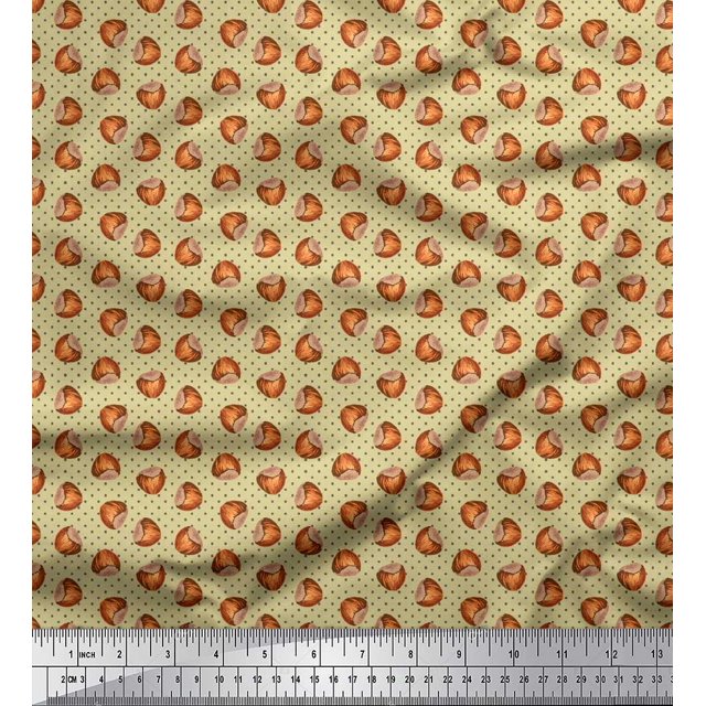 Soimoi Brown Cotton Poplin Fabric Circle Art Geometric Decor Fabric Printed Yard 56 Inch Wide