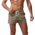 thumbnail image 3 of Shorts de Bain Homme Été Plage Trunks Kaki Uni P, 3 of 8