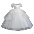 thumbnail image 2 of LOVZFMLL Girls' Summer Short Sleeve Ruffled Lace Round-Neck Embroidery Mesh Princess Bow Skirt, 2 of 5