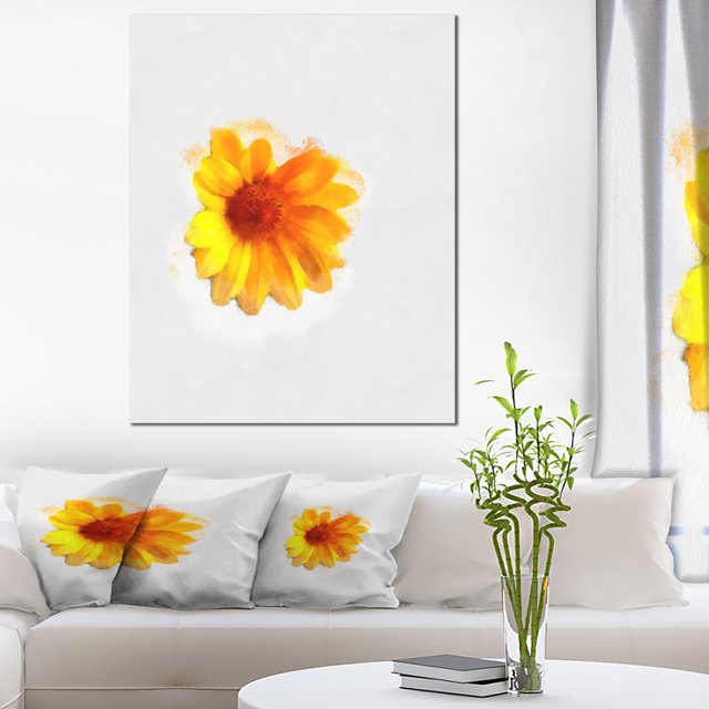 Croquis Aquarelle Jaune Coreopsis - Impression sur Toile Florale