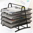 thumbnail image 3 of Desk File Tray Organizer Mesh Letter Tray Desk Document Tray Office Desk Document Tray Mesh Bracket Paper Letter Shelf Holder Black Metal For Home Study School, 3 of 3