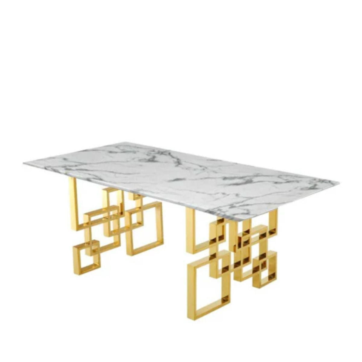 Dia Gold Marble Dining Table With Marble Top