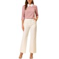 thumbnail image 2 of INSPIRE CHIC Blouse à Col Peter Pan Contrastant pour Femmes, Rentrée Scolaire, Manches 3/4, Chemises, m Rose Foncé, 2 of 7