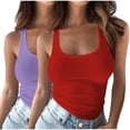thumbnail image 1 of Plebaso 2 Pack Ribbed Tank Tops for Women Spaghetti Strap Slim Tops Scoop Neck Sleeveless Summer Tops, 1 of 4