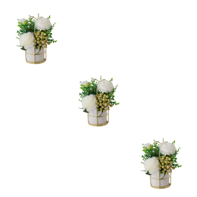kurtrusly Artificial Flowers With Vase Add Of Color And Style To Any Room Indoor Pinellia white 3Set