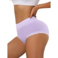 thumbnail image 4 of INSPIRE CHIC Women's Cotton Underwear High-Rise Lace Trim Tummy Control Full Coverage Brief M Purple, 4 of 4