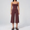 thumbnail image 1 of PISONIC Womens Workout Sets Two Piece Spaghetti Straps Tank Top Matching Wide Leg Capri Pants Gym Work Pilates Outfits, 1 of 7