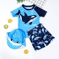 thumbnail image 3 of LSLJS Toddler Boy 3-Piece Swimwear Set Baby Boy Swimsuit Set Shark Bathing Suit Rash Guards Swimwear with Hat, 3 of 9