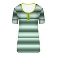 thumbnail image 4 of Birdeem Mode Blouses Imprimées Rayées pour Femmes T-Shirt à Boutons Manches Courtes Col Rond, 4 of 9