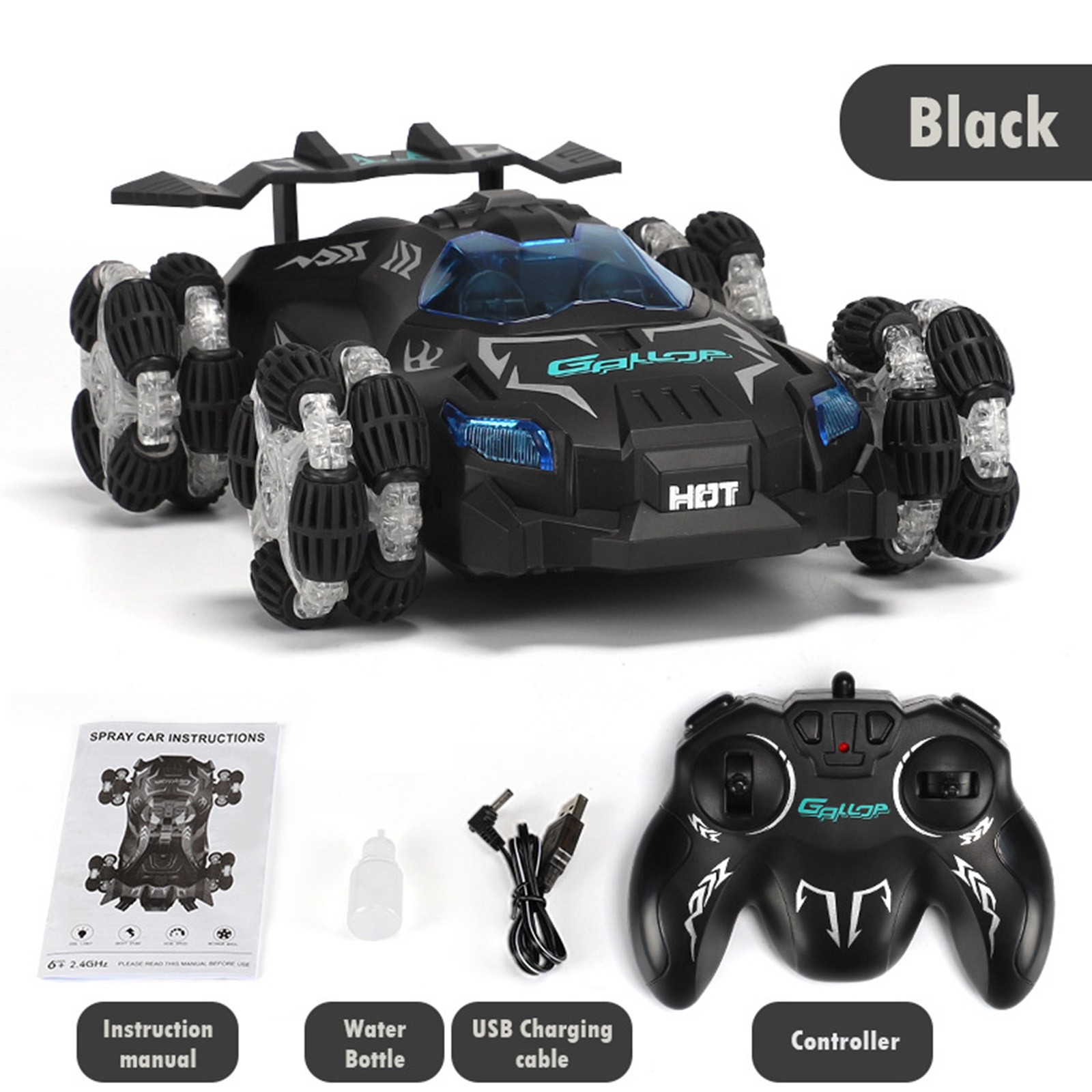 YANGHONGY Remote Controlled Car 2.4GHz Racing RC Car LED Light 360° Rolling Drift Spray Car
