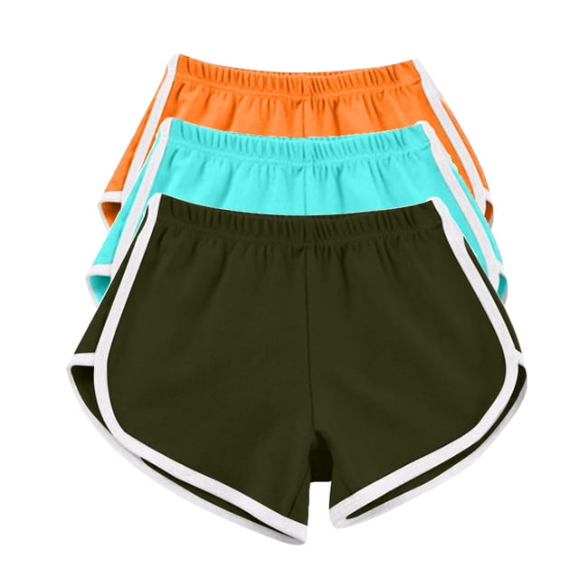 Timegard 3pc Womens Yoga Short Elastic Waisted Summer Athletic Running Active Sports Shorts Sweatshorts