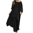 thumbnail image 1 of Yuyuzo Womens Suits Long Sleeve Pullover Irregular Two Piece Set Fall Casual Round Neck Tops Shirt Set Outfit, 1 of 6