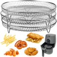 thumbnail image 1 of Air Fryer Racks, Three Stackable 7.8 inch Air Fryer Racks for 4.2QT - 5.8QT Air fryers, Stainless Steel Dehydrator Air Flow Racks for Ninja, Gowise, Phillips Air Fryers, Ovens, Press Cookers, 1 of 6