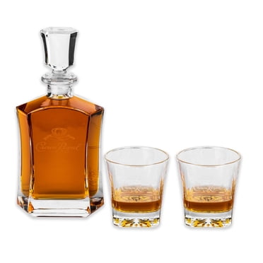 Crown Royal Glass Whisky Decanter Set, 750 mL, with 2 Drinking Glasses