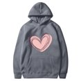 thumbnail image 5 of Plebaso Sweat à Capuche Imprimé Cœur pour Femmes, Manches Longues, Pull Ample avec Poches, 5 of 5