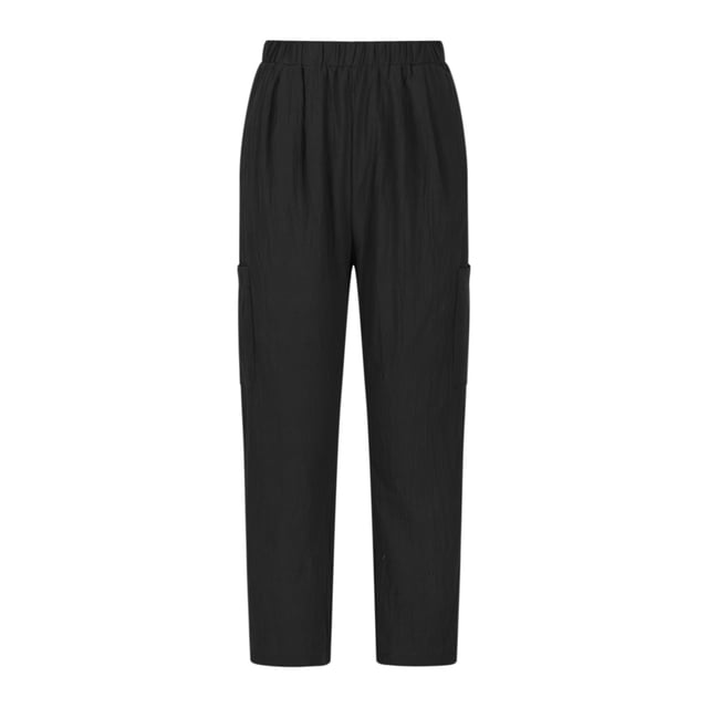 TIMIFIS Elastic Waist Pants For Women Summer Pants Casual Color Elastic Waist Linen Pockets Pants