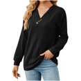 thumbnail image 4 of HKEJIAOI T-shirt Femme Col Rond Solide Mi-Lourd Long Sleeve Shirt, 4 of 5