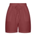 thumbnail image 3 of Annhoo Womens Plus Size Cotton Linen Shorts High Waisted Drawstring Wide Leg Solid Comfy Casual Shorts with Pockets, 3 of 7
