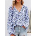 thumbnail image 2 of ORUYROP Blouses Décontractées Boho à Imprimé Floral Col en V Manches Longues Amples pour Femmes, 2 of 6