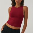 thumbnail image 2 of MIASHUI Womens Tank Tops Trendy Summer Crewneck Sleeveless Casual Basic Top,Wine,L, 2 of 6