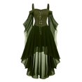 thumbnail image 1 of Robes Style Gothique pour Femmes Grande Taille Mode Robe Midi Corset Manches Longues Évasées Chiffon Fête Élégante, 1 of 5