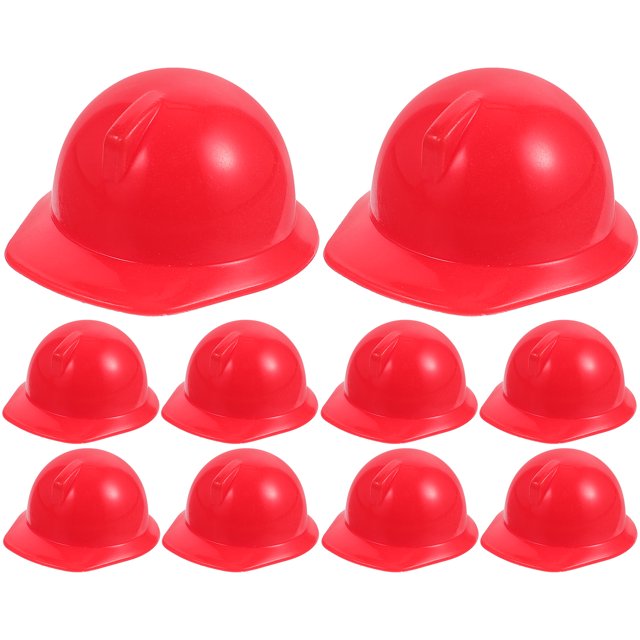 MOVTOTOP 10Pcs Mini Helmets Creative Mini Helmet Red Color for Imaginative Play Entertainment Decorative Use by Children