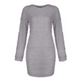 thumbnail image 4 of LUXUR Robe Chandail pour Femmes Chandail en Peluche Chandail à Manches Longues Mini Robes Ample en Molleton Gris Pâle 2TG, 4 of 4