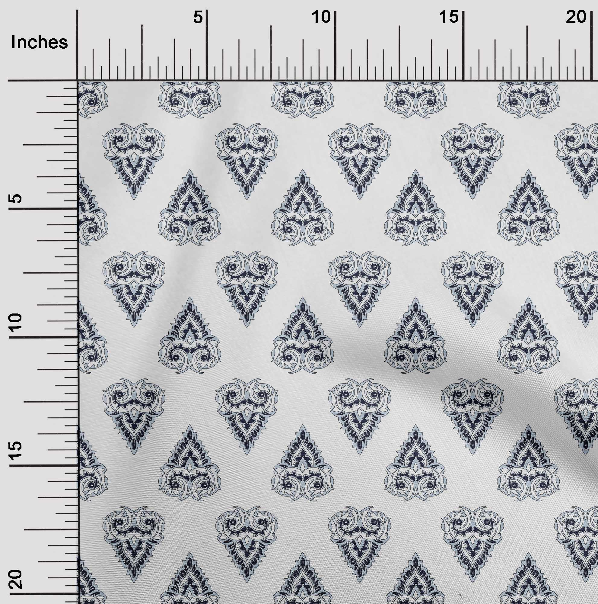 oneOone Cotton Poplin Fabric Leaves & Floral Block Decor Fabric Printed BTY 56 Inch Wide