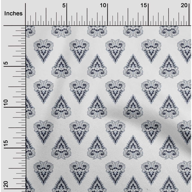 oneOone Cotton Poplin Fabric Leaves & Floral Block Printed Craft Fabric BTY 42 Inch Wide