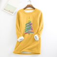 thumbnail image 1 of Meichang Chandail en Molleton pour Femmes Grande Taille, Graphique d'Arbre de Noël, Chandail Doublé Sherpa, Chaud pour l'Hiver, Manches Longues, Col Rond, Chandail à Enfiler, Jaune, M, 1 of 4
