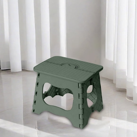 Folding Stool for Home & Outdoor | Space Saving Small Stool | Plastic Foldable Stool | Compact Design 24.5x23.5x30cm | Green Color | 1 Piece