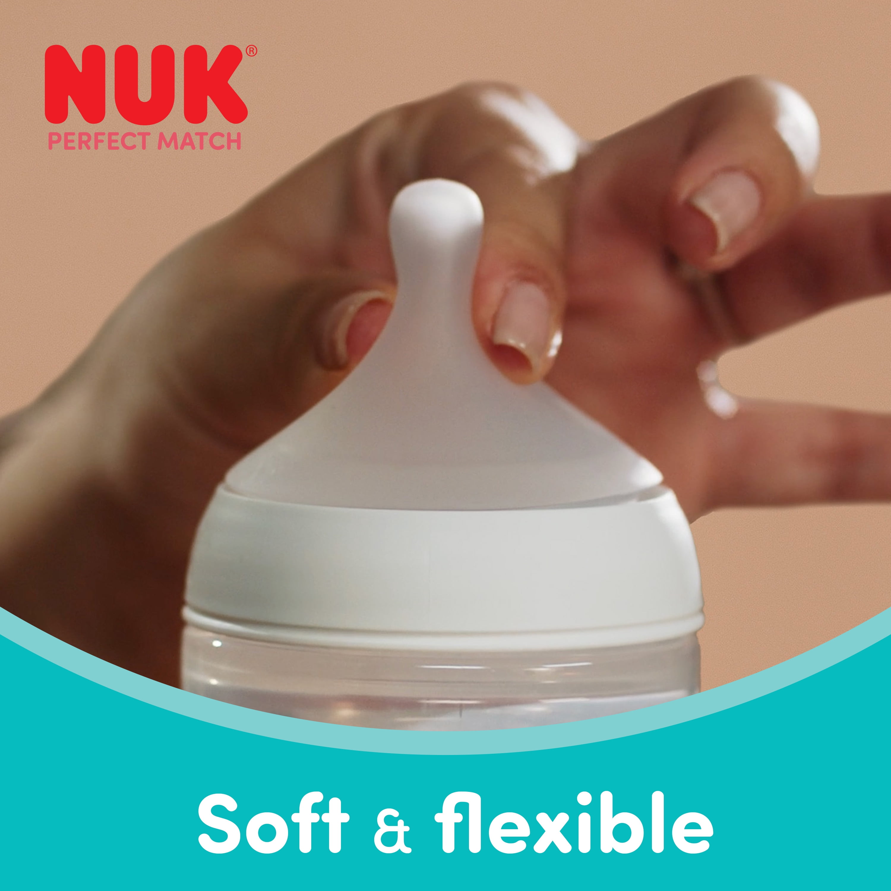 NUK Perfect Match Baby Bottle, 3+ Months, 260 ml, Anti Colic Feeding Bottle, Plastic, Temperature Control Indicator, Sheep, 3 Count