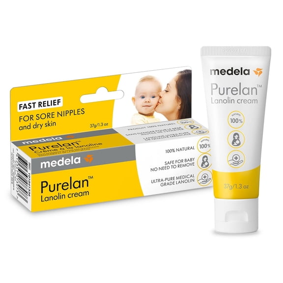 Medela Crème pour Mamelons à la Lanoline pour l'Allaitement, 100 % Entièrement Naturel, Ingrédient Unique, Nouveau Purelan