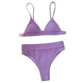 thumbnail image 2 of Qertyioot Women's Swimsuit Set Sexy With Chest Pad Without Underwire Solid Split, 2 of 6