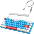 thumbnail image 1 of HAOAN T8 Clavier de Jeu 60 % 68 Touches Compact Mini Clavier Mécanique Filaire avec 18 Commutateurs Bleus Rétroéclairés RVB Chroma Câble de Clavier Bobiné USB-C pour PC Portable Mac XBOX - Bleu Blanc, 1 of 7