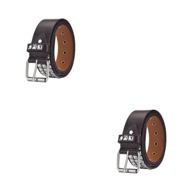 kurtrusly Premium Studded Belt All-match Unique Gift Various Size Metal Punk Rivet Belt For Men And Women Women Riveted Metal Belt coffee 110cm 2Set